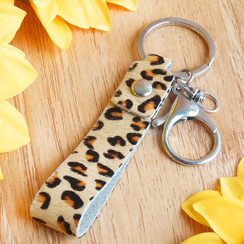 Leather Animal Print Keychain With Handmade Electroplated Finish Handbag Pendant And Car Key Accessory Style Collection