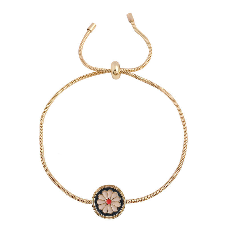 Geometric Alloy Bracelet For Women Adjustable Chain Jewelry Gold Tone Elegant Design Gift For Her Everyday Use