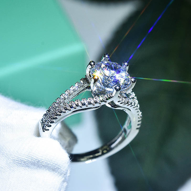 Womens Moissan Diamond Ring Geometric Sterling Silver Inlaid Copper Band Engagement Anniversary Jewelry Gleams