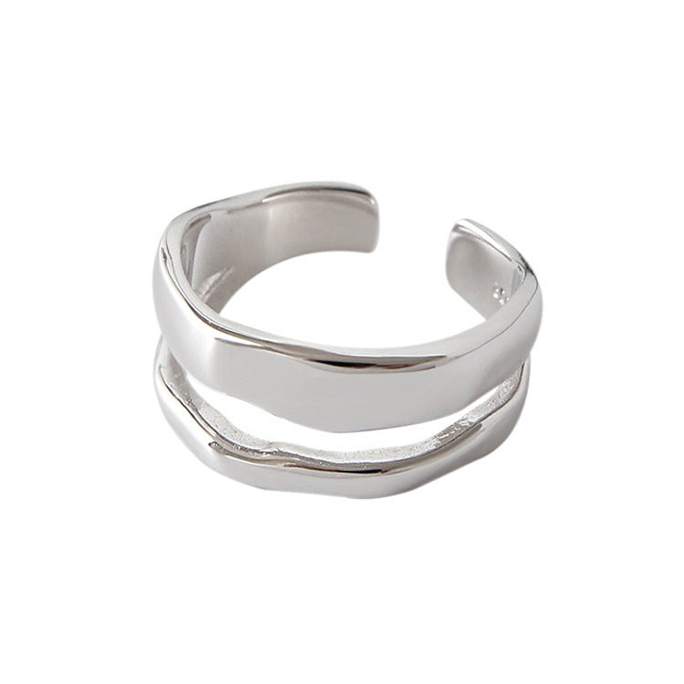 Geometric Silver Ring Adjustable Open Design For Unisex Modern Statement Jewelry 925 Durable Craft Pure Silver Shine