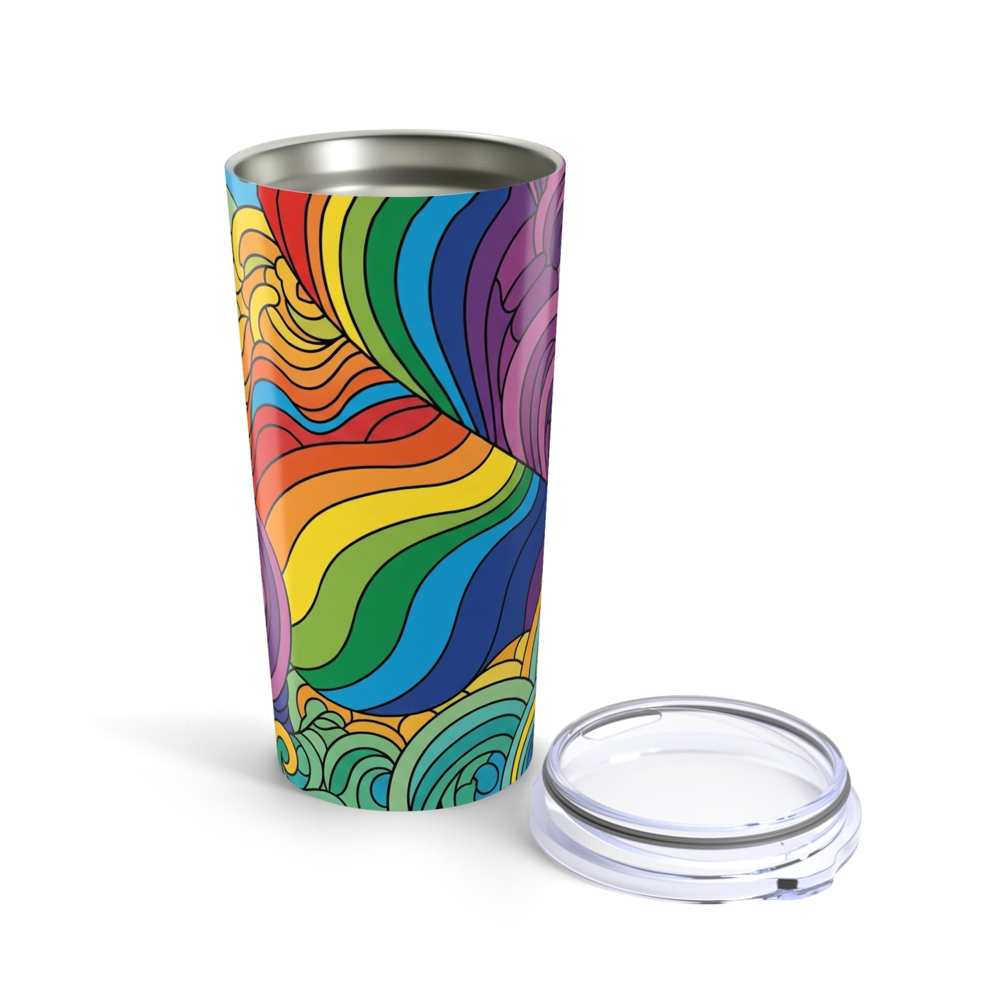 Twenty Ounce Metal Cup With Double Wall Insulation And Leak Proof Lid For Travel Drinks Printed Art Dishwasher Safe