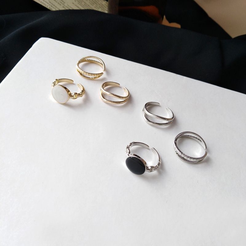 Geometric Open Ring Set Of 3X Adjustable Metal Rings For Women Minimalist Korean Fashion Jewelry Gifts For Her