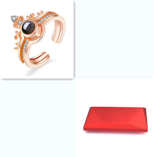 Couple Rings Romantic Projection I Love You In 100 Languages Copper Ring Set With Exquisite Rose Exquisite Box
