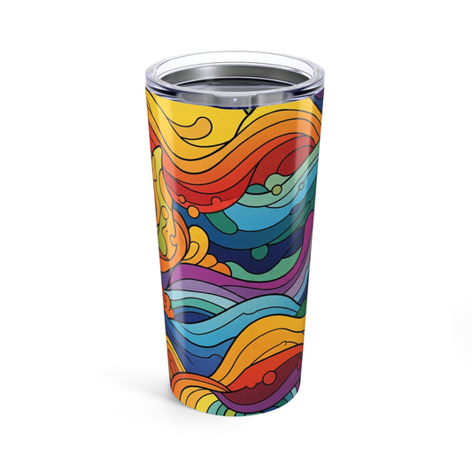 20oz Stainless Steel Tumbler With Double Wall Vacuum Insulation Spill Resistant Printed Design Durable Travel Mug