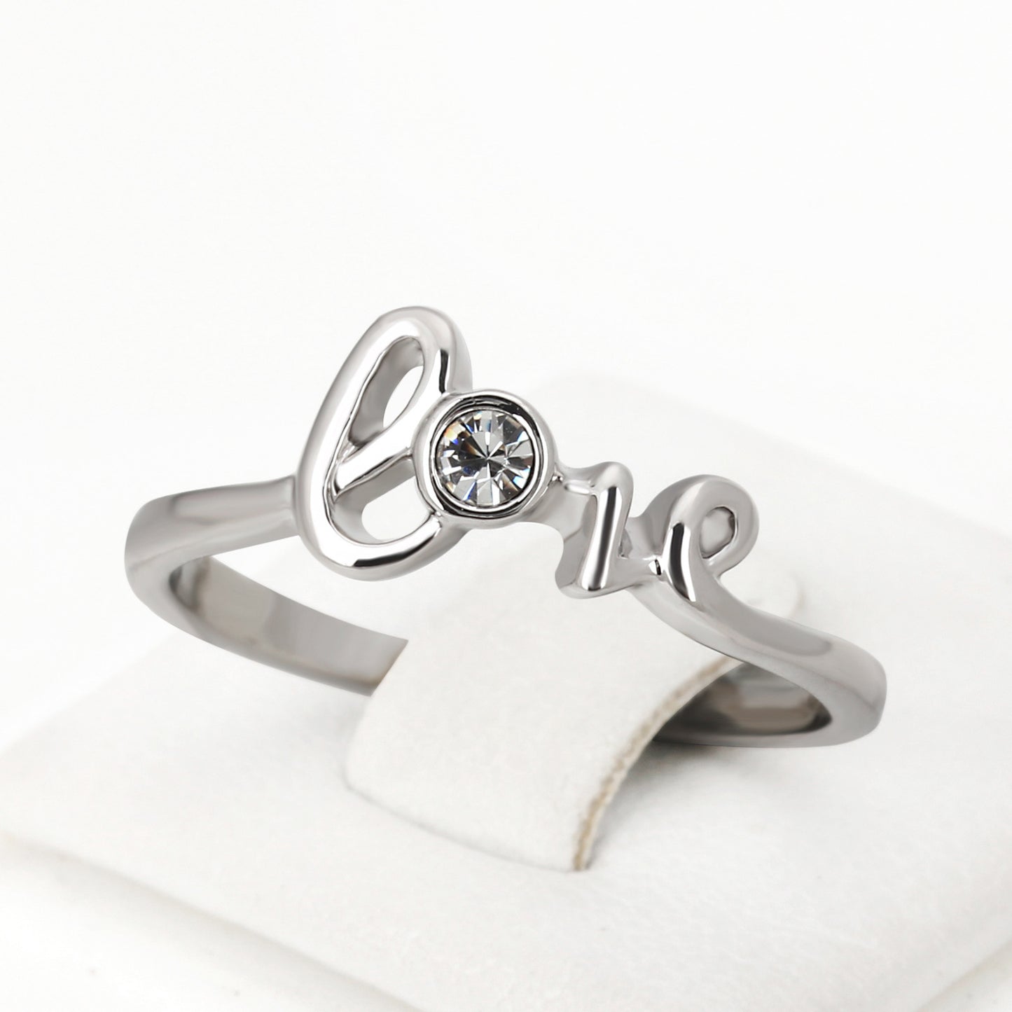 Women Ring Copper Letter Ring Platinum Plated With Inlaid Zircon Simple Korean Love Design Fashion Jewelry Set