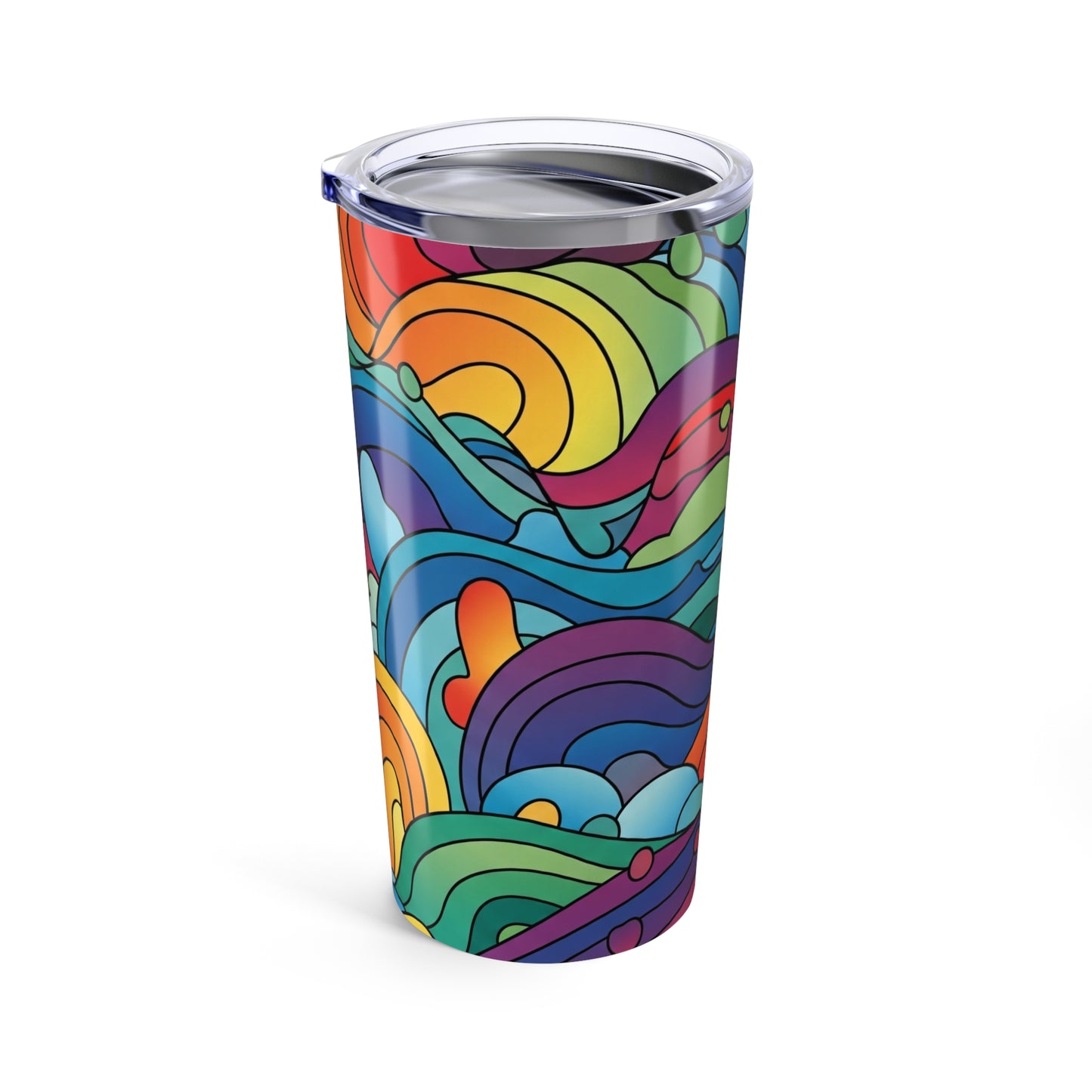 20 Ounce Stainless Steel Tumbler With Double Wall Vacuum Insulation Spill Resistant Travel Mug With Printed Design