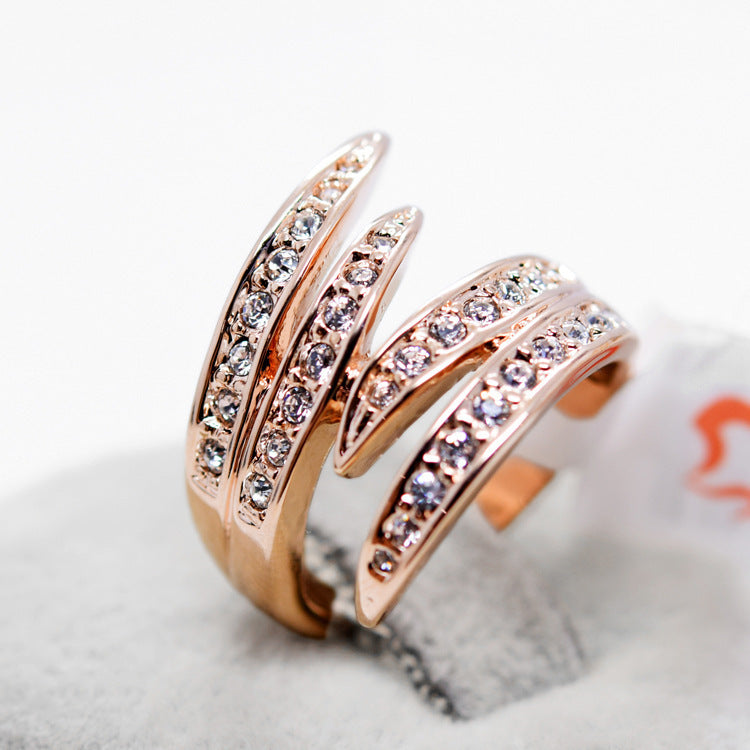 Rose Gold Electroplated Zircon Ring Geometric Couple Jewelry For Him And Her Gift For Lovers Wedding Fashion Accessory