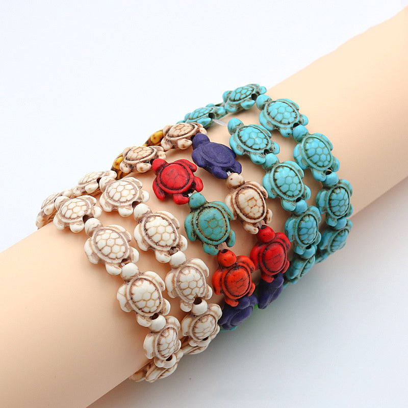 Turquoise Tortoise Bracelet Unisex Animal Zodiac Polished Bangle Gifting For Benefits Anniversary Celebrations
