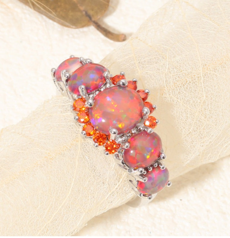 Elegant Opal Ring European Inspired Design Lightweight