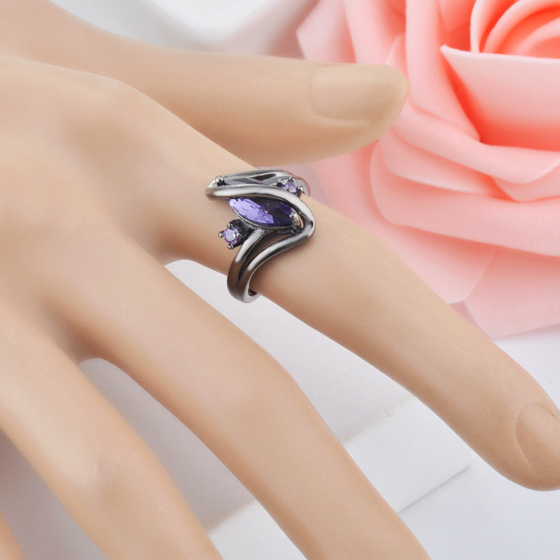 Womens Copper Ring With Gold Plated Inlay Geometric Horse Eye Design Ring With Zircon Accents For Trades Fairs