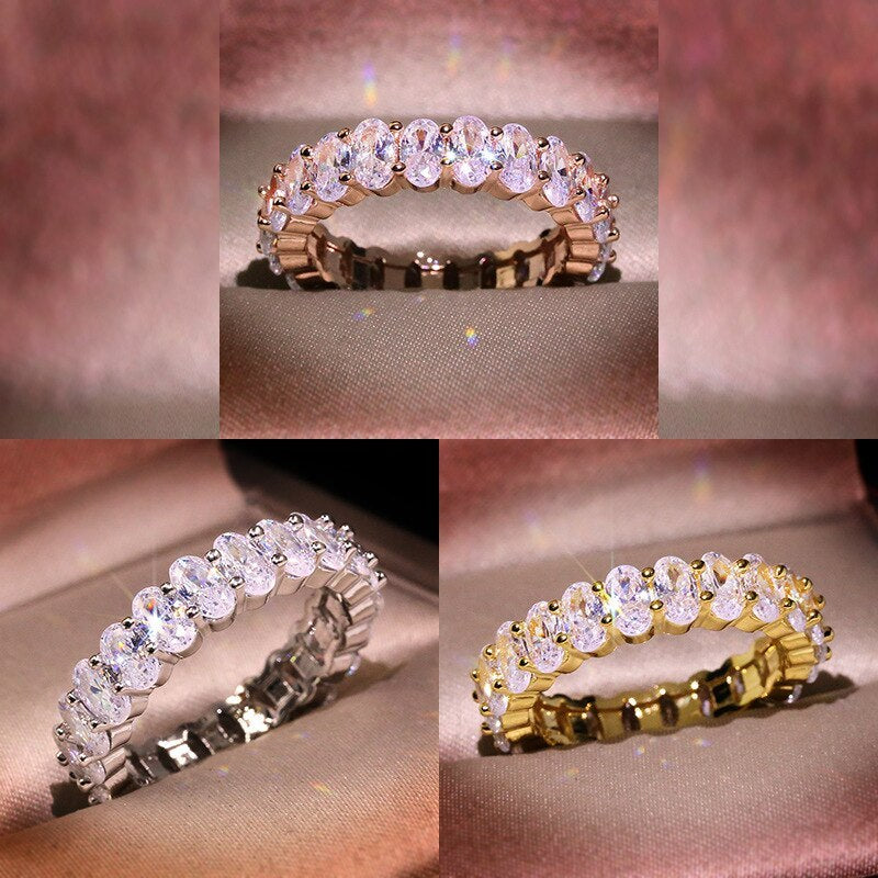 Zircon Oval Ring Geometric Design In Brass And White Steel Womens Wedding Ring Gift For Everyday Wear And More Style