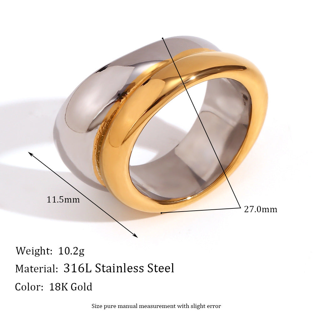 Womens Gold Ring Double Layer Irregular Design Stainless Steel Jewelry Creative Ring For Her Fashionable Gift For