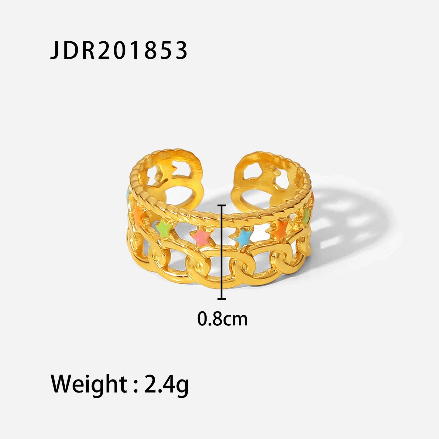 Womens Ring Drip Oil Star Cuban Chain Stainless Steel Adjustable Geometric Fashion Jewelry Trendy Durable Elegant