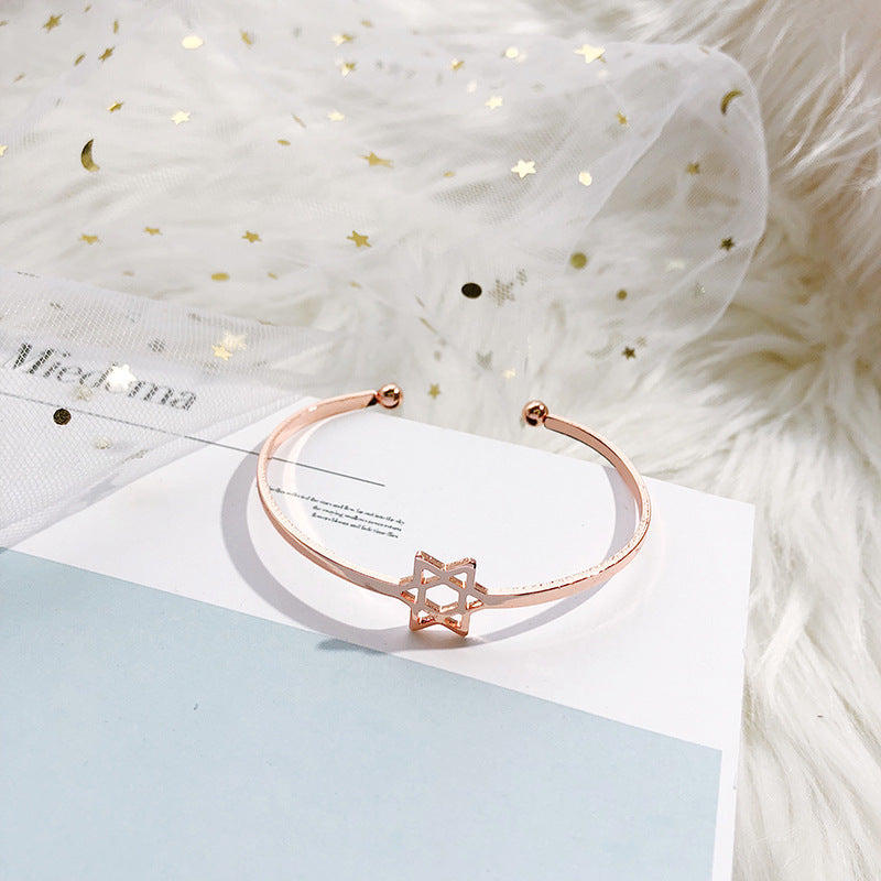 Womens Star Bracelets Plated Alloy Six Pointed Star Bangle Jewelry Charm Bracelet Fashion Everyday Accessories