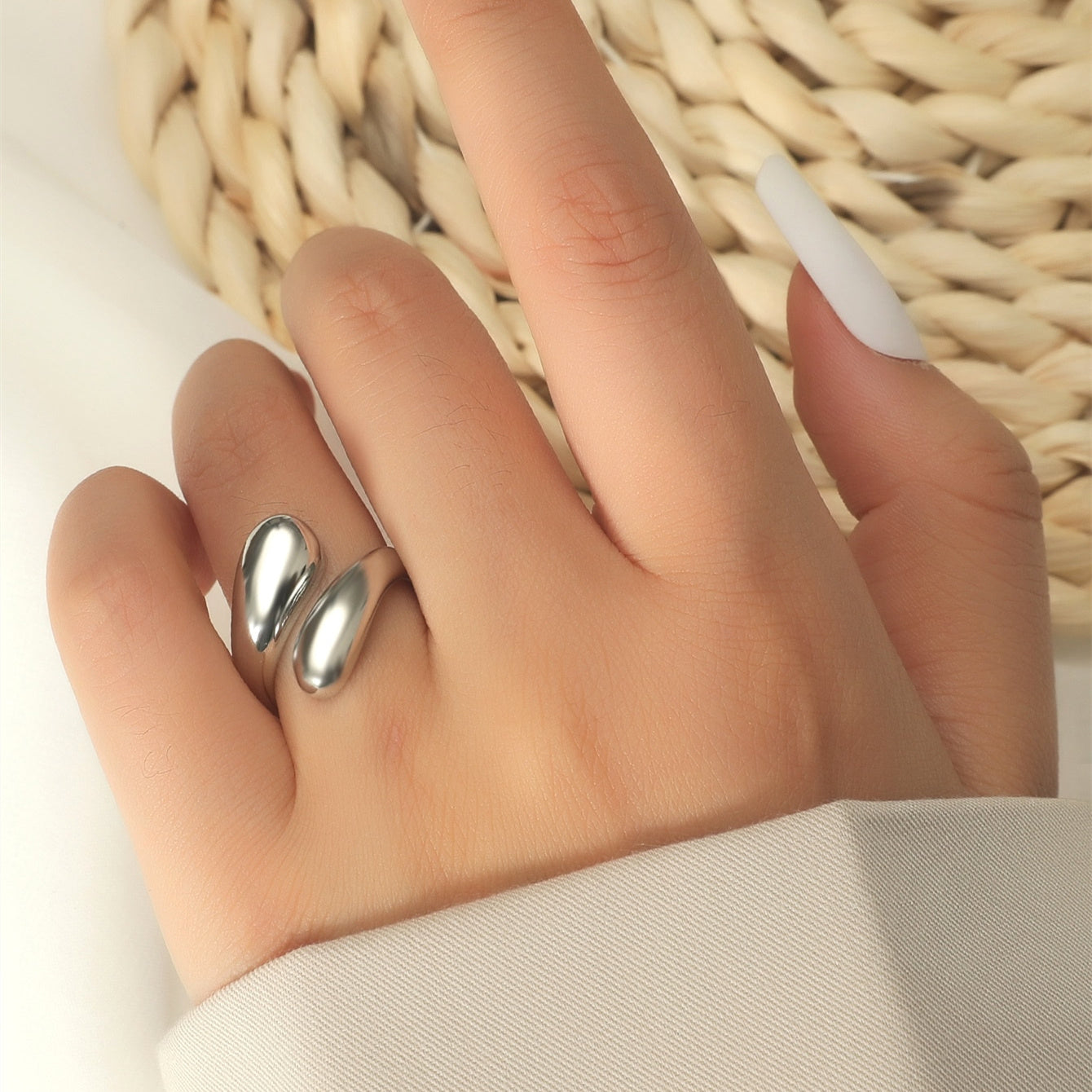 Womens Fashion Jewelry Adjustable Ring Silver Alloy Trendy Design Great Gift For Her Durable Everyday Wear For Women