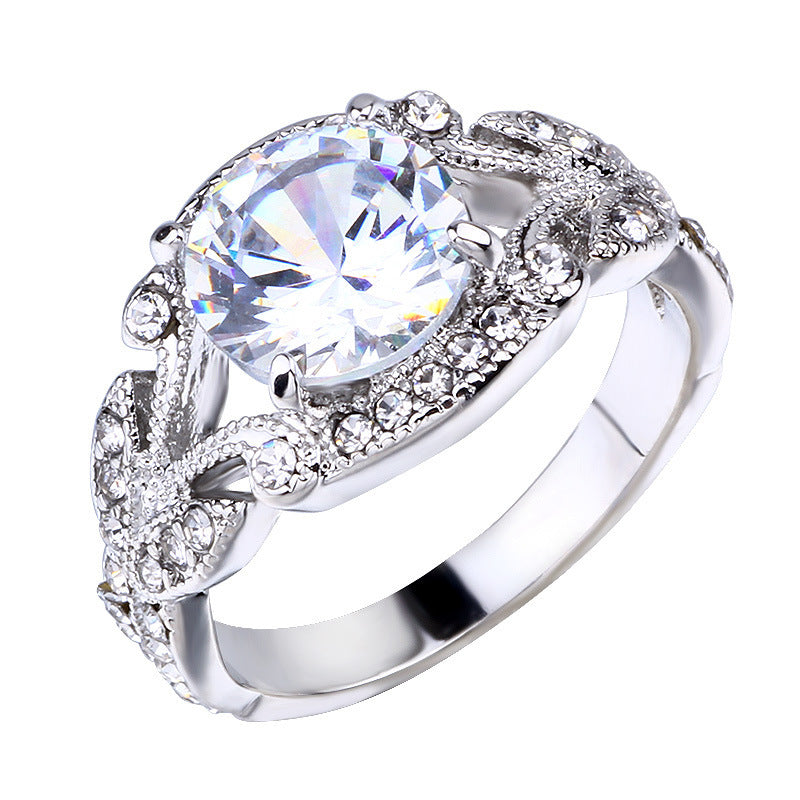 Gold Plated Alloy Ring With Artificial Gems European Floral Tree Leaf Design For Women Size 5 6 7 8 9 Gift Now