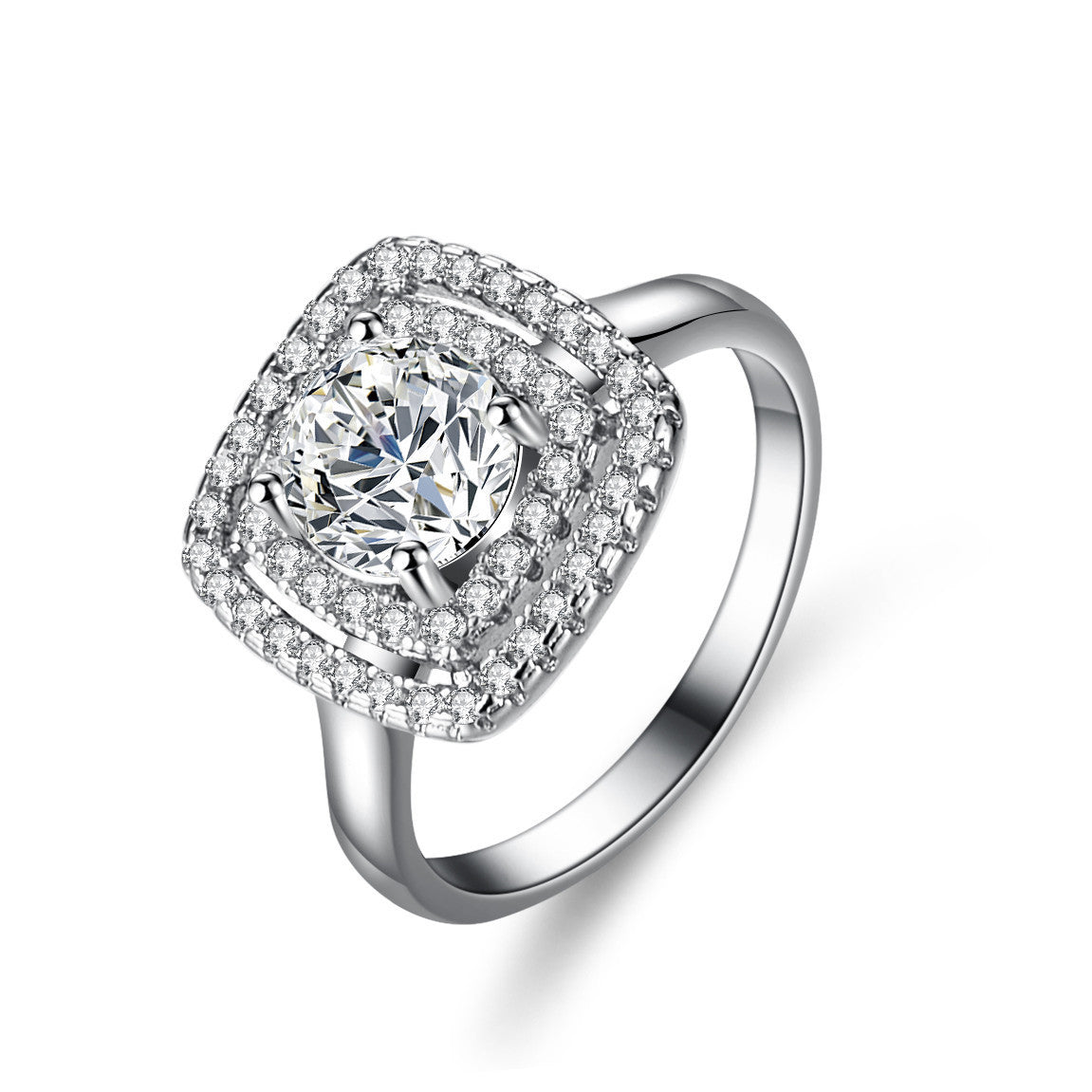 Unisex 1 Carat Zircon Ring Copper Electroplated Six Claw Engagement Wedding Anniversary Gift For All Occasions