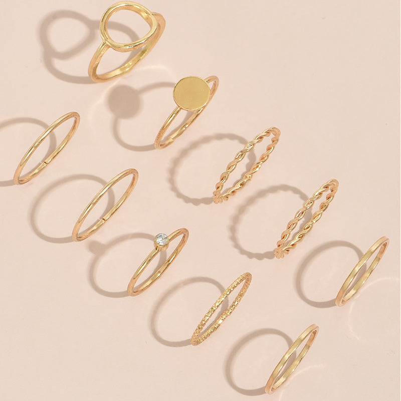 Womens Geometric Metal Ring Set Trendy Fashionable Design Statement Jewelry Accessory And Gift For Her Collection