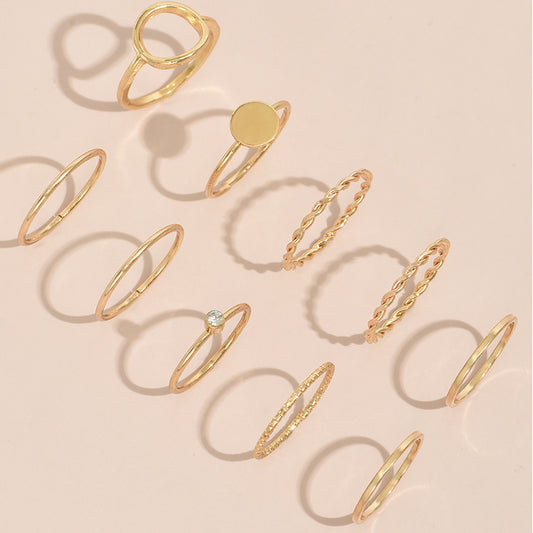 Womens Geometric Metal Ring Set Trendy Fashionable Design Statement Jewelry Accessory And Gift For Her Collection