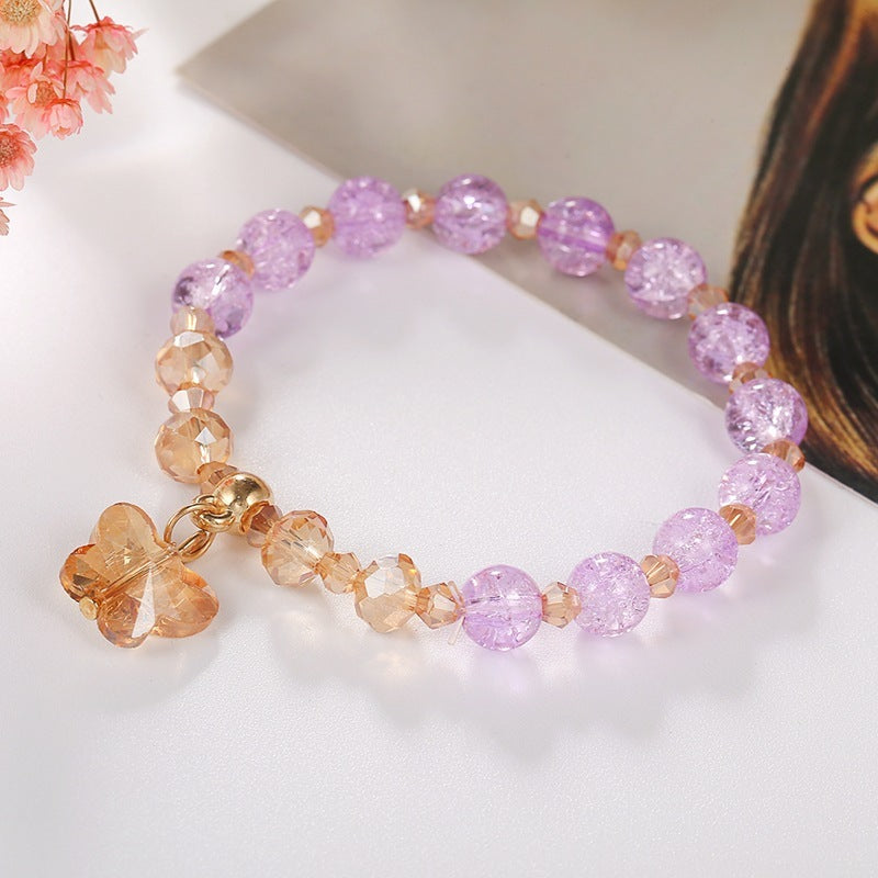 Girls Cute Bracelet With Plant Flower Plus Crystal Design Korean Beads Adjustable Childrens Bracelet 14cm 20cm