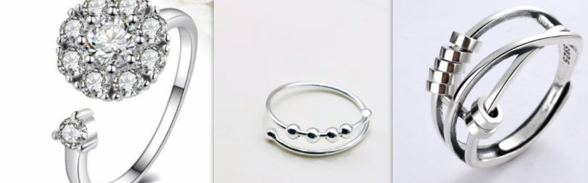 Women Rotatable Stars Sun Moon Ring Titanium Steel Celestial Geometric Design Electroplated Silver Gold Jewelry