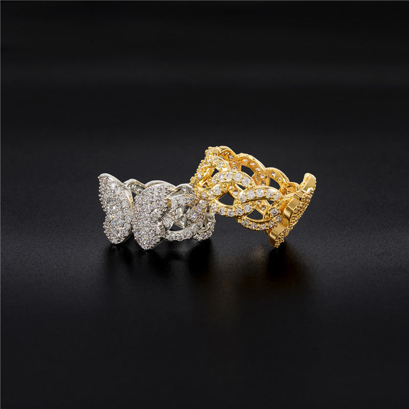 Unisex Ring White Gold Inlaid Look Copper Band Zircon Gemstone Geometric Ring Gold Plated Jewelry Gift For Daily Wear