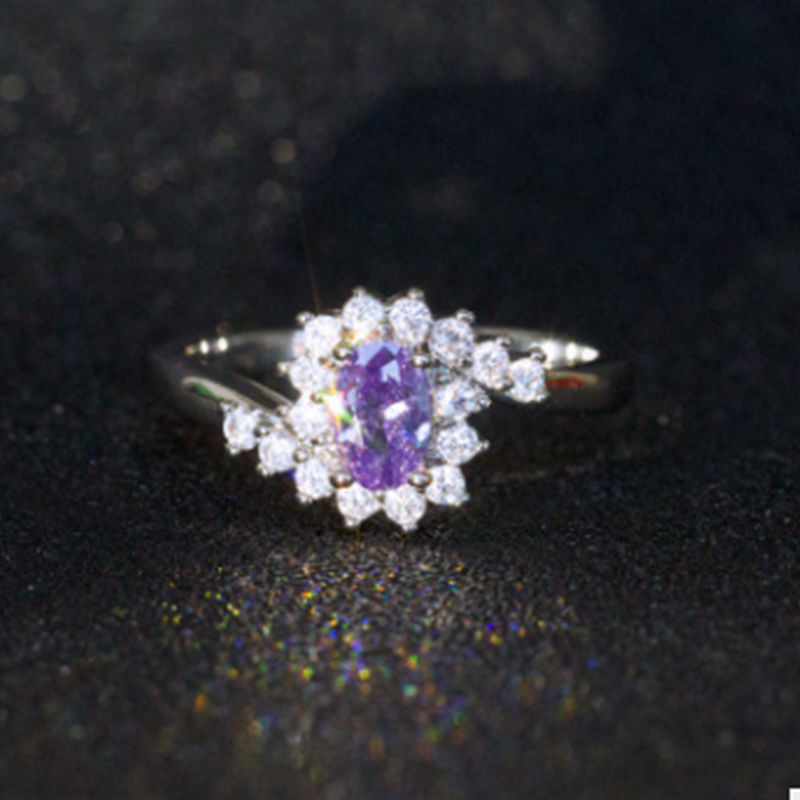 Geometric Alloy Ring With Inlaid Artificial Gemstones Electroplated Metal Fashion Jewelry For Women Party Style