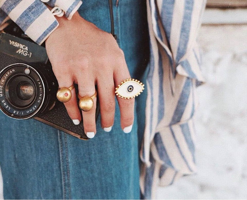 Womens Adjustable Alloy Ring Devils Eye Punk Design High Quality Durable Statement Jewelry for Parties Fashions