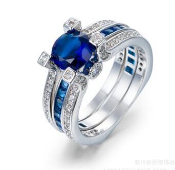 Copper Ring Set With Cubic Zirconia Stones Geometric Wedding Bands For Women Fashion Jewelry 12mm Elegant Design