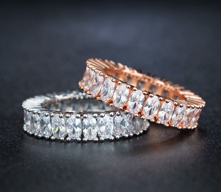 Womens Zircon Rings White Gold Plated Simulated Diamond Accent Jewelry Birthday Party Anniversary High Quality