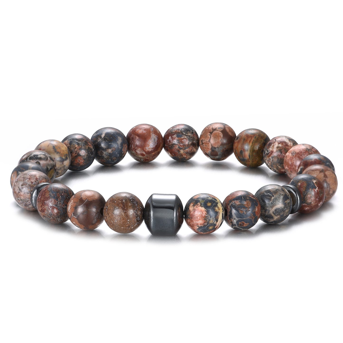 Tiger Eye Stone Bracelet 8mm Round Beads Geometric Design Unisex Jewelry European And American Style Gift Luxe
