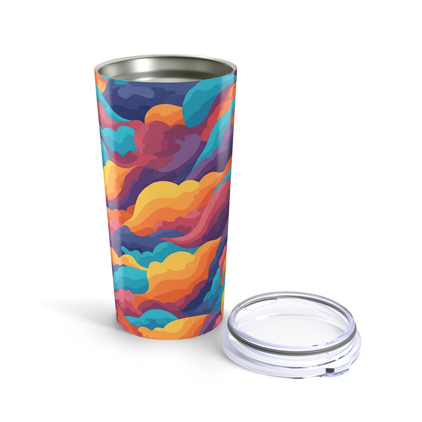 20Oz Stainless Steel Tumbler With Printed Design Double Wall Insulation Spill Resistant Keeps Hot Or Cold Beverages