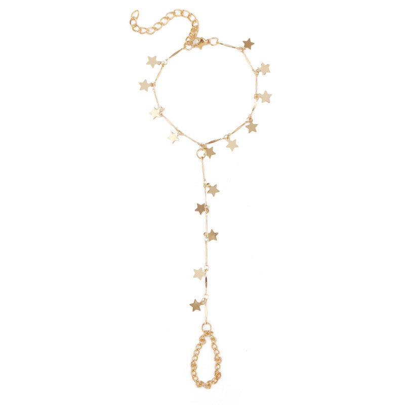 Womens Star Finger Chain Bracelet Alloy Electroplated Bracelet Star Shape Hand Chain Shape Fashionable Bracelet