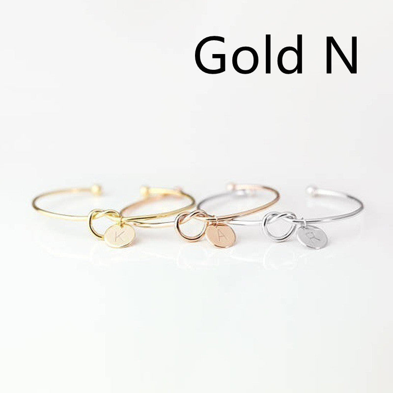 Womens Alloy Letter Bracelet Dead Knot Bangle Jewelry Gold