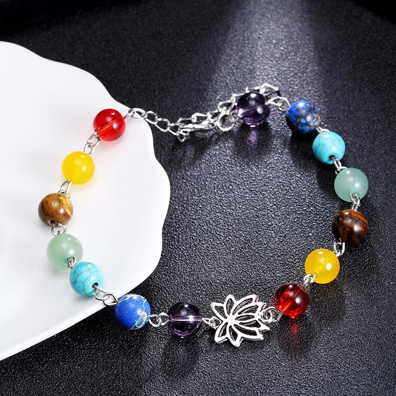 Unisex Geometric Alloy Bead Bracelet With Natural Stone For Women Energy Healing Jewelry Everyday Style Trendy