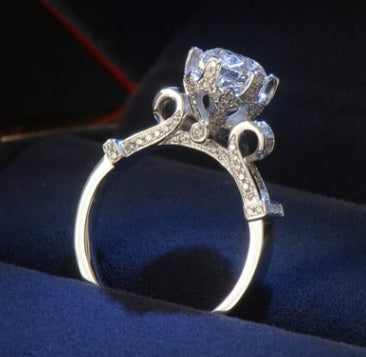 Womens One Carat Round Cut Cubic Zirconia Ring S925 Silver