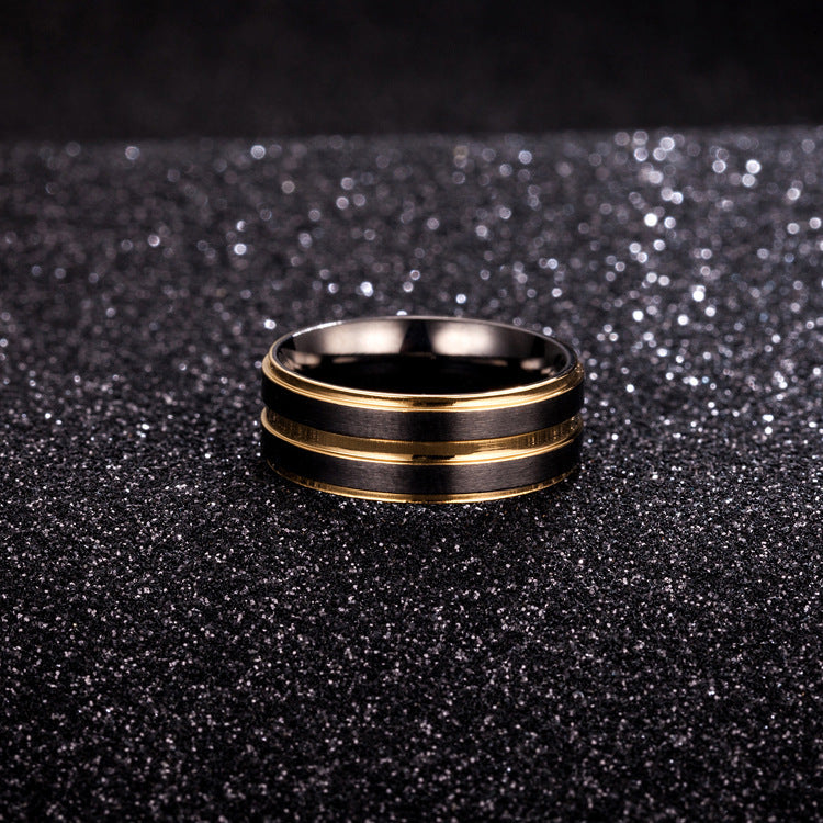 Mens Titanium Steel Ring Double Layer Groove Minimalist Durable Band Modern Fashion Jewelry For Everyday Wear