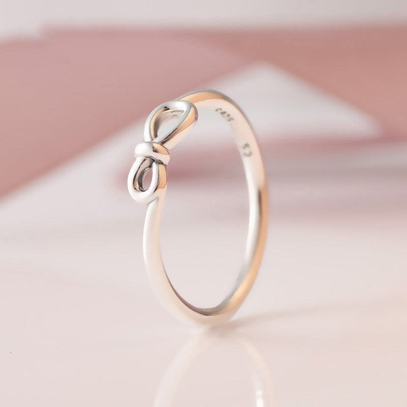 Sterling Silver Ring Micro Inlay Eternal Symbol Rosette Design European Inspired Jewelry Gift For Her Birthday