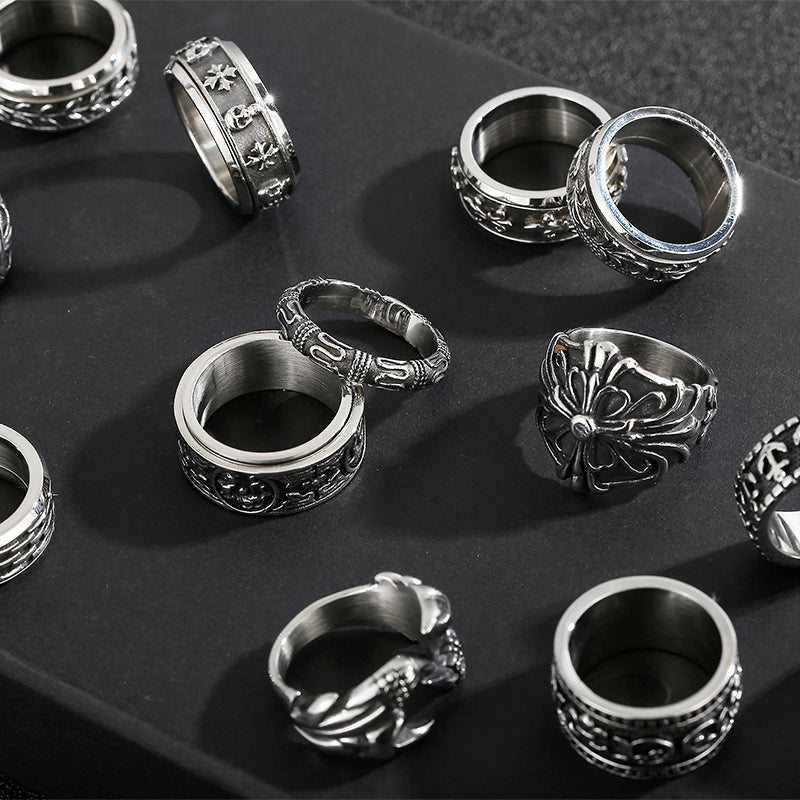 Titanium Steel Ring Forest Leaf Vintage Design Japanese Korean Fashion Jewelry For Women High Quality New Ring