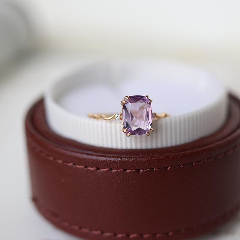Lavender Amethyst Ring For Women Simple Copper Silver Band US Sizes 6 7 8 9 Elegant Fine Jewelry Copper Shines