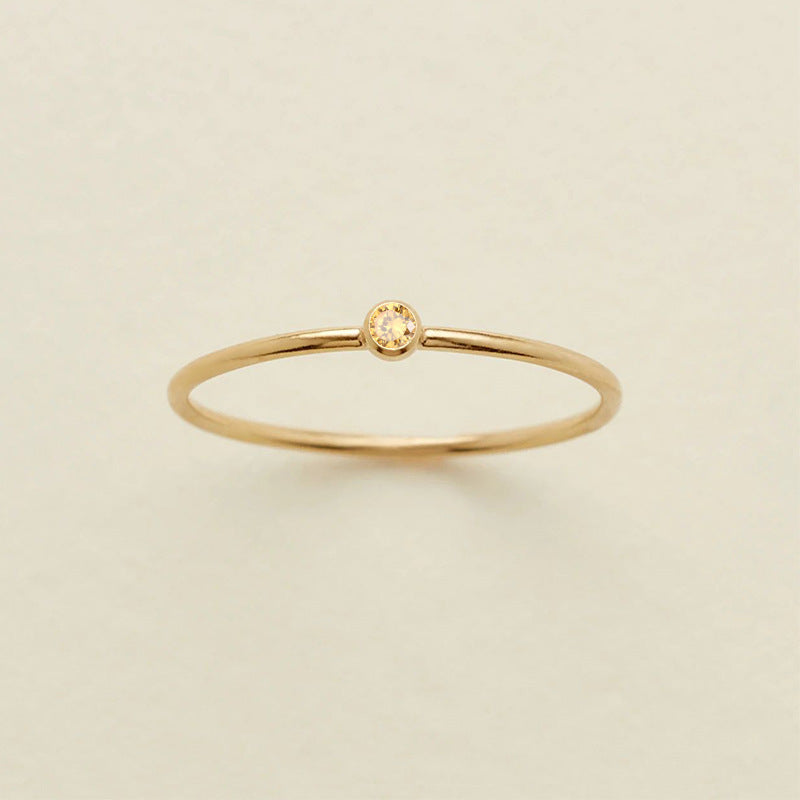 Stainless Steel Geometric Ring With Diamond Accents And Colorful Simulated Birthstone Anniversary Ring For Women Girls