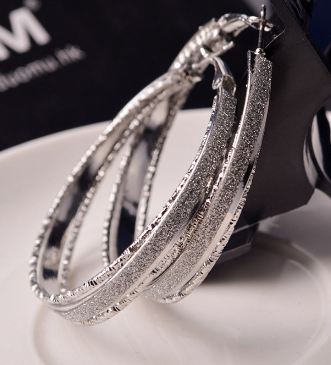 Frosted Alloy Drop Earrings Elegant Dangle Jewelry Gold