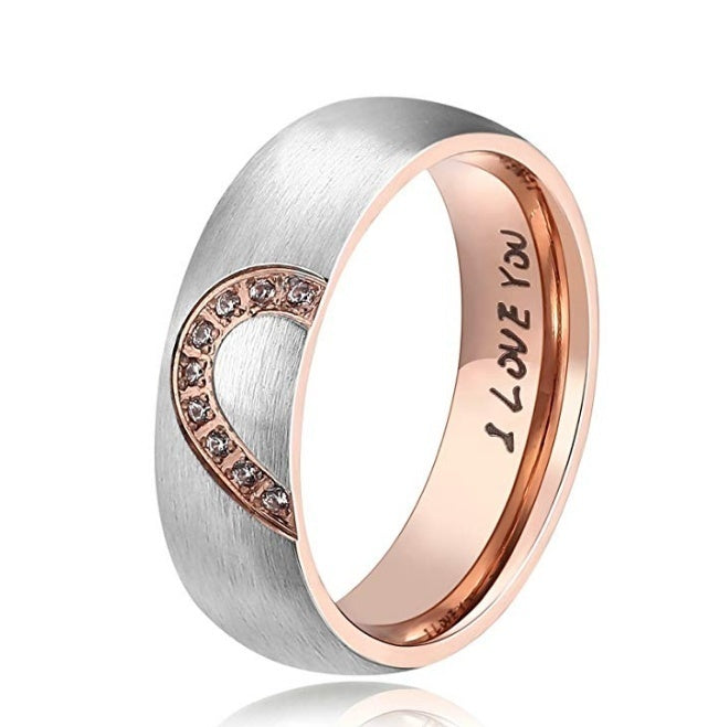 Couple Rings Titanium Steel Frosted Bands 6mm Width 2mm Thickness Carved Electroplated Lightweight Love Rings