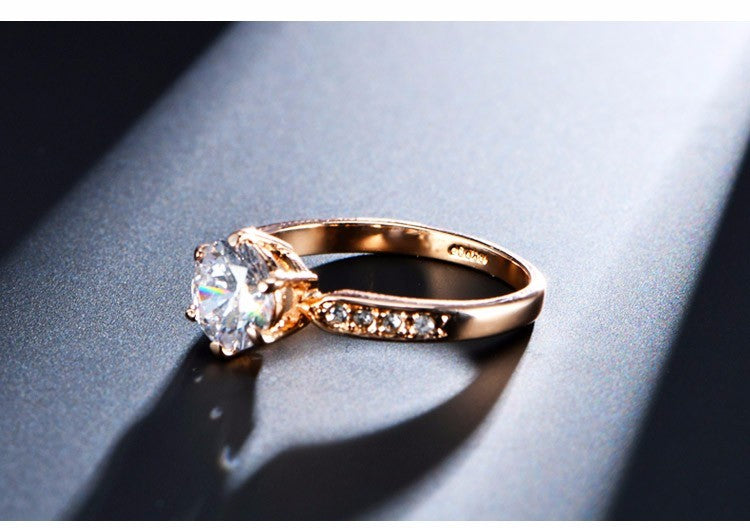 Six Claw Diamond Ring Gold or Silver Color Prong Setting With Sizes 5 6 7 8 9 10 For Elegant Everyday Wear Shine