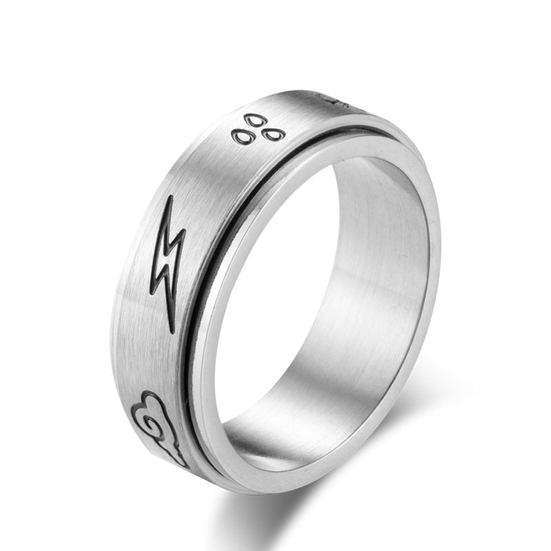 Womens Titanium Steel Rotatable Geometric Ring Silver Rose