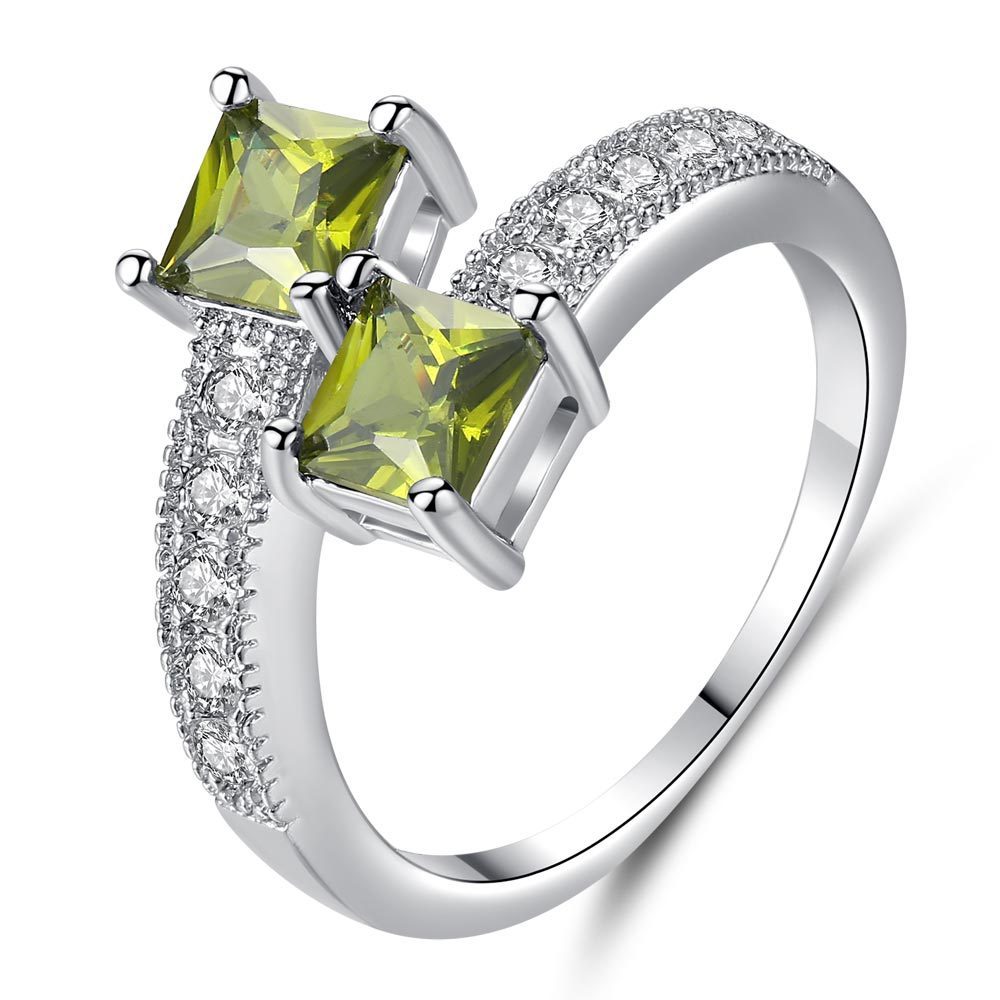 Womens Double Zircon Geometric Copper Cubic Zirconia Electroplated Jewelry Party Engagement Anniversary Wedding