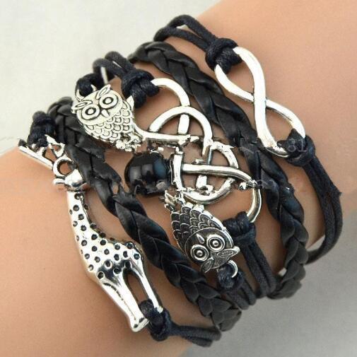 Handmade Woven Bracelet With Layered Chain Vintage Punk Style Adjustable Bangle Alloy Wax Line For Daily Wears