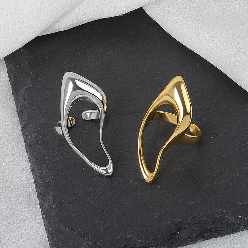 Geometric Statement Ring Womens Copper Electroplated Exaggerated Design Jewelry Gold Finish and Silver Finish
