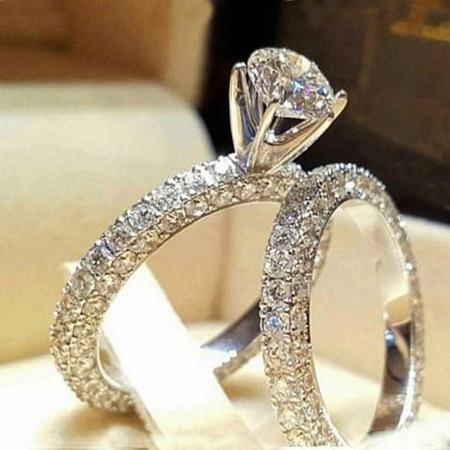 Engagement Ring Set For Women Zircon Bridal Rings Couple Rings Wedding Bands Promise Rings Elegant Proposal Jewelry