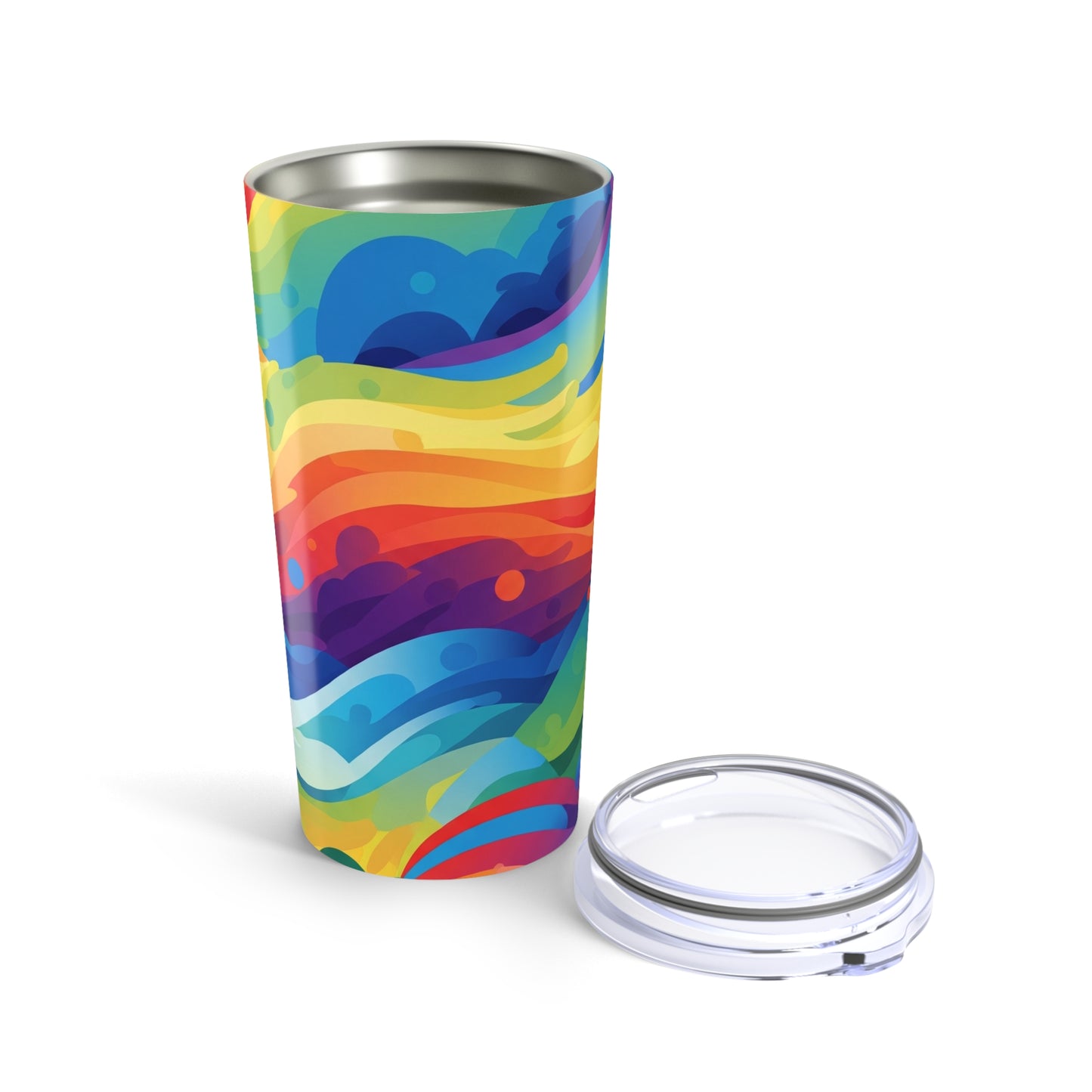 20 Ounce Stainless Steel Tumbler With Printed Pattern Double Wall Vacuum Insulated Spill Resistant Thermal Coffee